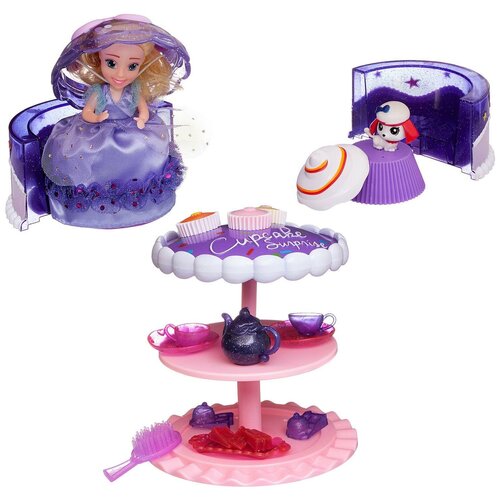 Игровой набор EMCO Cupcake Surprise Чайная вечеринка с куклой - капкейк и питомцем, фиолетовый cupcake surprise набор чайная вечеринка с куклой капкейк и питомцем розовый emco [1136 розовый]