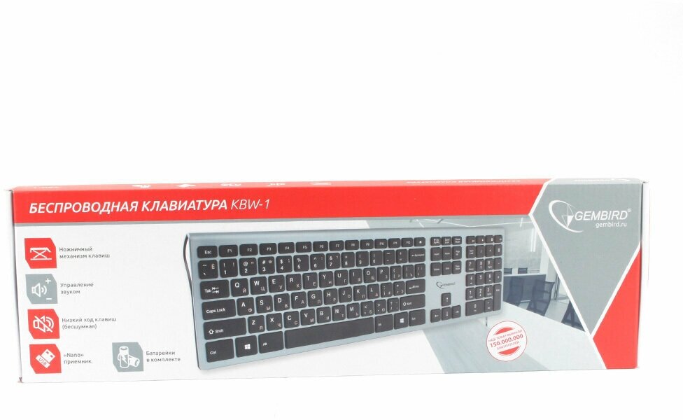 Клавиатура беспроводная Gembird KBW-1 USB серебристый - фото №15