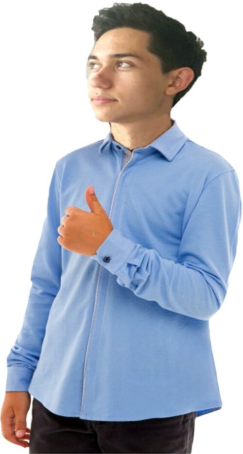 Школьная рубашка TUGI, размер 146, голубой