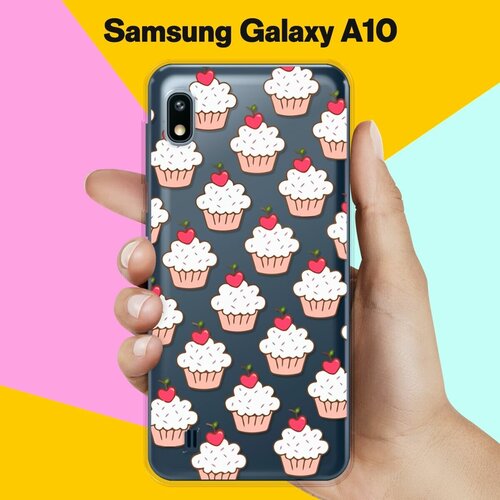 Силиконовый чехол Капкейки на Samsung Galaxy A10 силиконовый чехол на samsung galaxy a10 единороги для самсунг галакси а10
