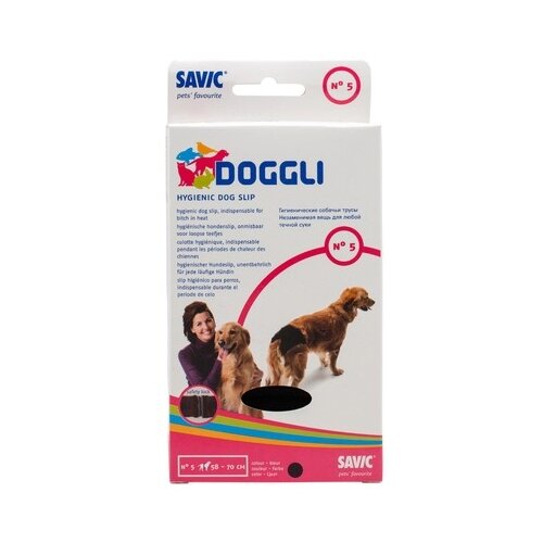 Подгузники для собак SAVIC Doggli Hygienic Dog Panty (трусы) размер 5, 58-70 см 70х58 см 70 см 58 см 1 шт. черный
