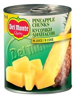 Консервированные ананасы Del Monte кусочки в соке, жестяная банка 425 г