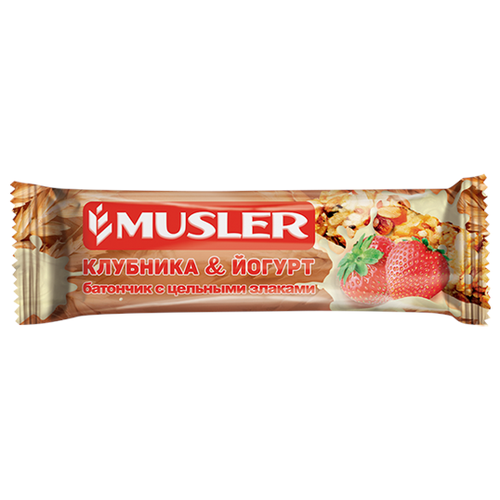 фото Злаковый батончик musler клубника в йогуртовой глазури, 25 шт