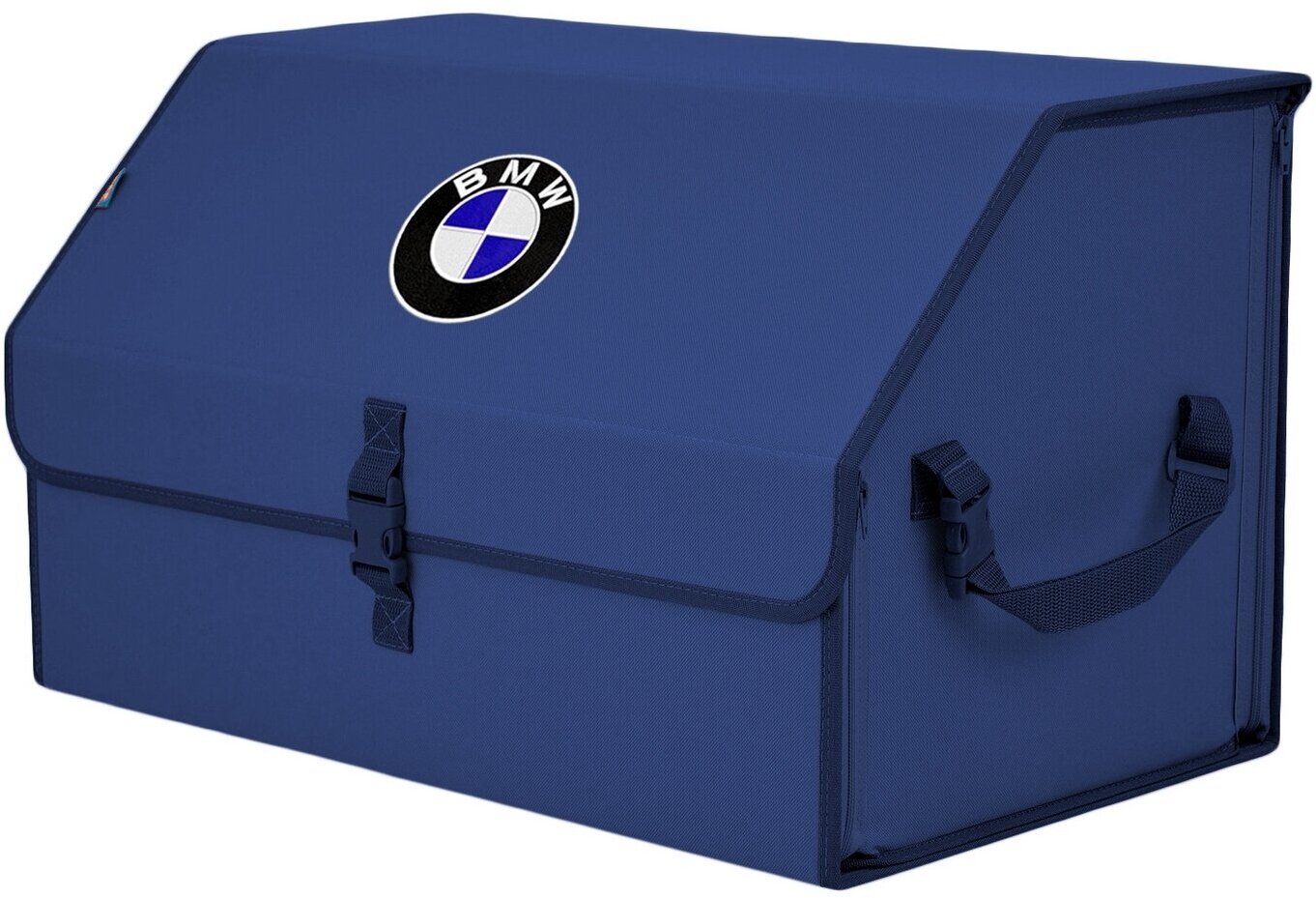 Органайзер-саквояж в багажник "Союз" (размер XL). Цвет: синий с вышивкой BMW (БМВ).
