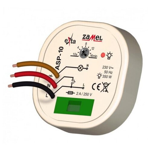 Zamel Таймер лестничный 10с-16мин 300Вт плавное вкл/выкл IP40 в монт. кор. д60 (арт. ASP-10)