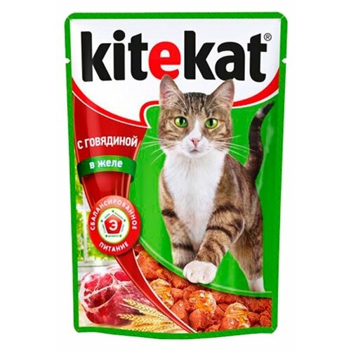 Kitekat Паучи с говядиной в желе для кошек 10151299 10227775 0,085 кг 25118 (18 шт)