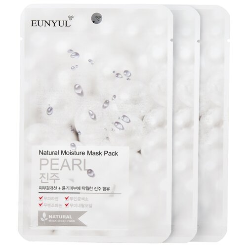 фото Eunyul тканевая маска Natural Moisture Mask Pack с экстрактом жемчуга, 20 мл, 3 шт.