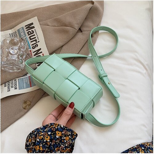 фото Сумка клатч , фактура вязаная, зеленый shine&va