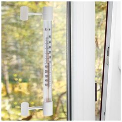Термометр, градусник уличный, на окно, на липучке, от -50°С до +50°С, 21 х 6.5 см