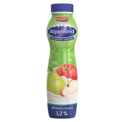 Йогурт Alpenland питьевой 1.2% 290г яблоко-груша без заменителя молочного жира