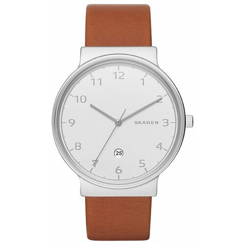 SKAGEN SKW6292 ультратонкие мужские часы на кожаном ремешке