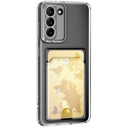 Накладка силиконовая Clear Case для Samsung Galaxy S21 Plus G996 с кардхолдером прозрачная