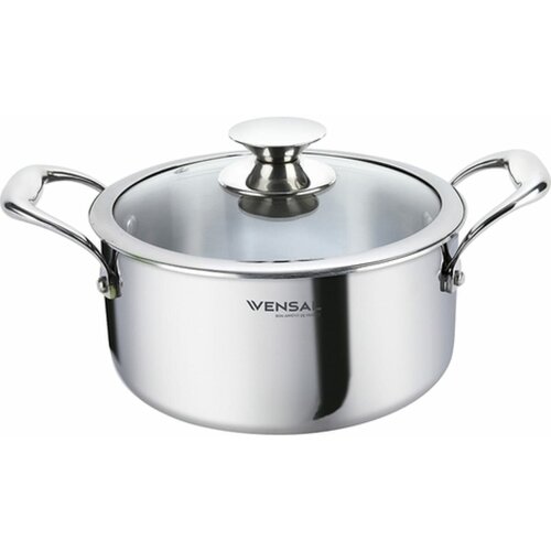 Кастрюля с крышкой Vensal VS1532 Le Chef трехслойная из нержавеющей стали 3,8л (22см)