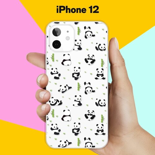 Силиконовый чехол Панды на Apple iPhone 12