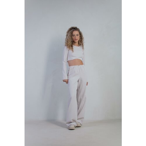 Брюки на резинке бежевые женские XS