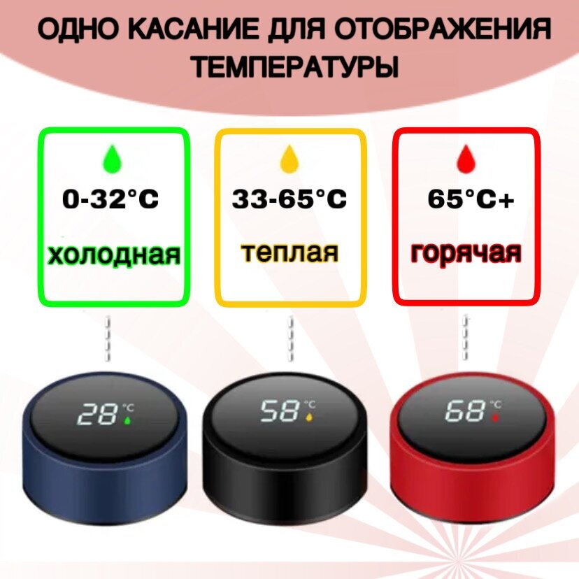 Умный термос с датчиком температуры и сенсорным дисплеем 500 мл / красный / матовый / термокружка - фотография № 9