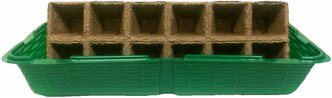 Набор с торфяной кассетой 12 торфяных горшочков 60х58 мм в подставке, зеленый, ГазонCity