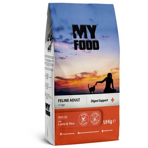 Myfood Feline Adult Multi-Cat with Lamb & Rice сухой корм для кошек с ягненком и рисом - 1,5 кг