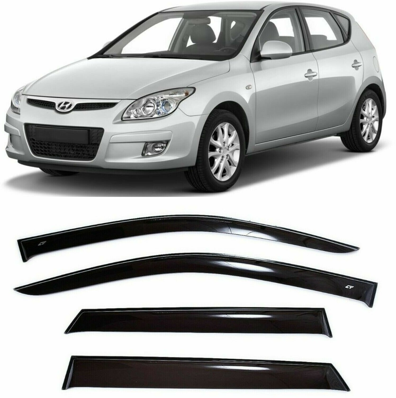 Дефлекторы боковых стекол Cobra Tuning на Hyundai i30 l Hb Hatchback 5d 2007-2011 - Ветровики боковых окон для Хендай Ай30 l Хб Хэтчбек 5 дв. 2007-2011