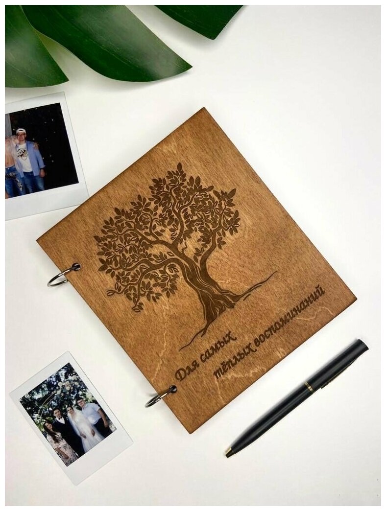 Деревянный фотоальбом с деревом на 30 фото 10х15см/ Фотоальбом с деревянной обложкой/ Деревянный фотоальбом/ Оригинальный Подарок из дерева