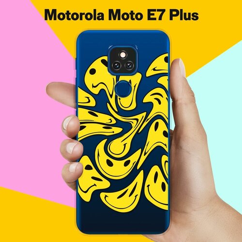 Силиконовый чехол на Motorola Moto E7 Plus Смайлы / для Моторола Мото Е7 Плюс силиконовый чехол на motorola moto e7 plus узор из корги с сердцами для моторола мото е7 плюс