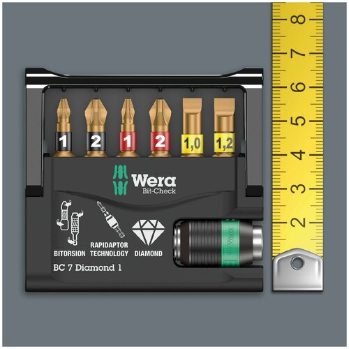 Набор бит WERA Bit-Check 6 Universal 2 торсионных, 6 пр., 1/4