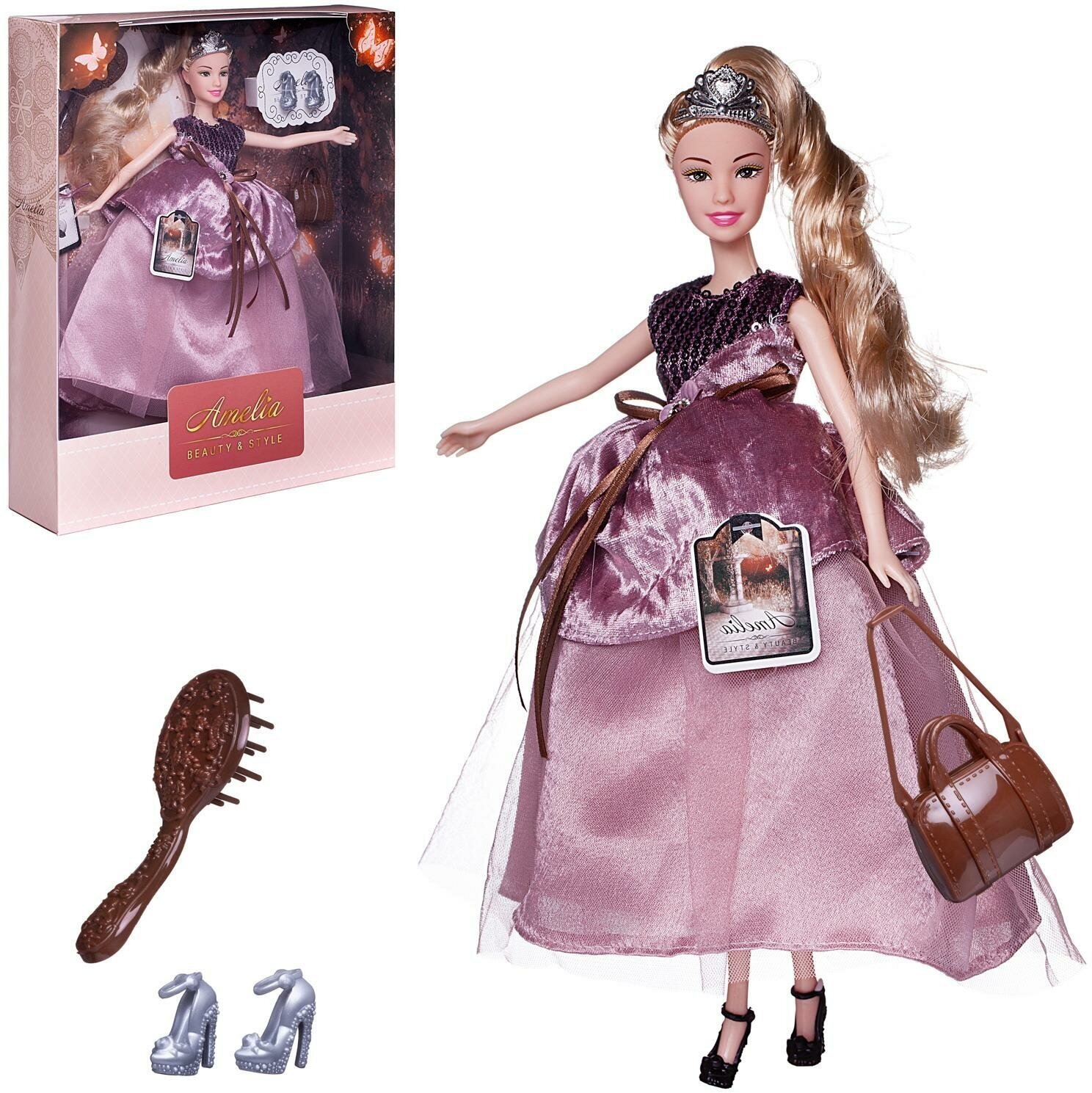 Кукла ABtoys "Королевский прием" с диадемой в длинном платье, светлые волосы 30см PT-01643
