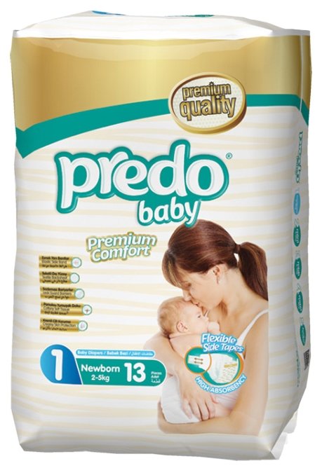 Подгузники Predo Baby № 1, на липучке, 2-5 кг, 13 шт