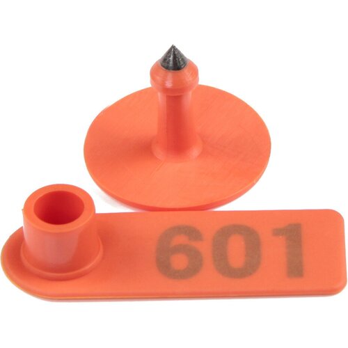 бирка двойная для крс 40 50 мм оранжевая с номером 100 шт Бирка двойная прямоугольная 50*18 мм оранжевая с номером, 100 шт.