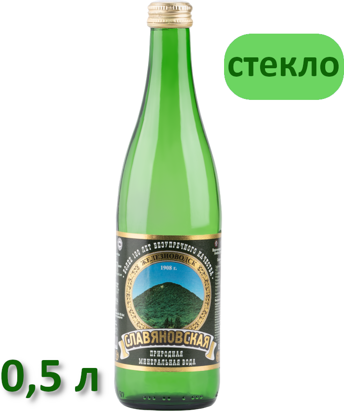 Минеральная вода Славяновская МВЖ газированная природная питьевая 1шт 0,5л стекло - фотография № 2