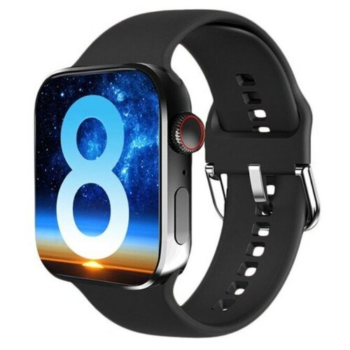 Часы Smart Watch HW8 MAX, 1.99 дюйма, 420*480 TFT, черные, голосовые вызовы, измерение давления, беспроводная зарядка