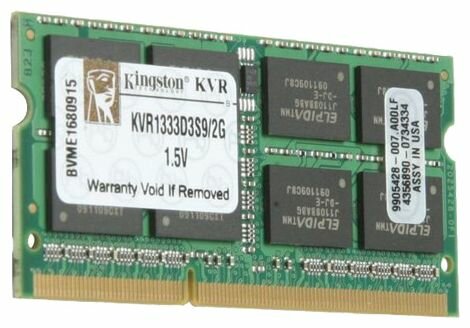     SODIMM 2Gb Kingston KVR1333D3S9/2G DDR3 1333MHz (PC-10600) 1.5V, 204-Pin, CL9, Retail