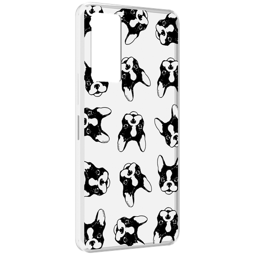 Чехол MyPads черно белые собачки для Infinix Note 11 задняя-панель-накладка-бампер
