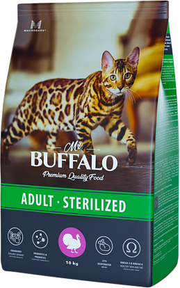 Сухой корм Mr. Buffalo STERILIZED для кошек, индейка, 10 кг - фотография № 12