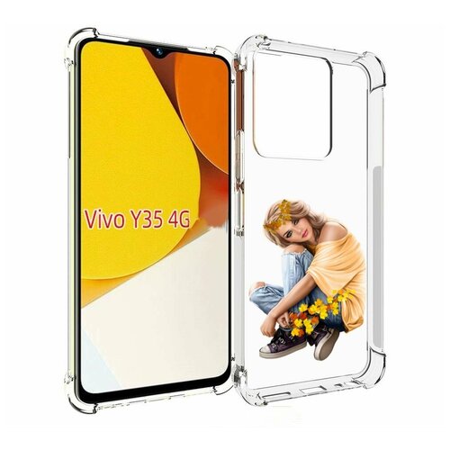 Чехол MyPads девушка-в-цветочками женский для Vivo Y35 4G 2022 / Vivo Y22 задняя-панель-накладка-бампер