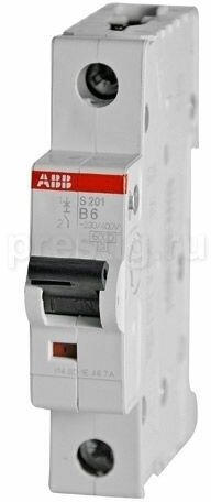 ABB S201 B6 Автоматический выключатель 1 полюсный 6А с хар. В 6кА 2CDS251001R0065