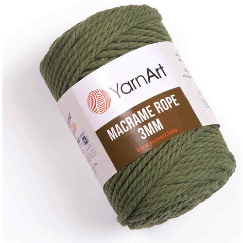 Пряжа YarnArt Macrame Rope 3mm оливковый (787), 60%хлопок/ 40%вискоза/полиэстер, 63м, 250г, 3шт