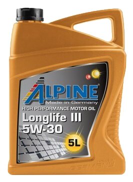 Синтетическое моторное масло ALPINE Longlife III 5W-30, 5 л