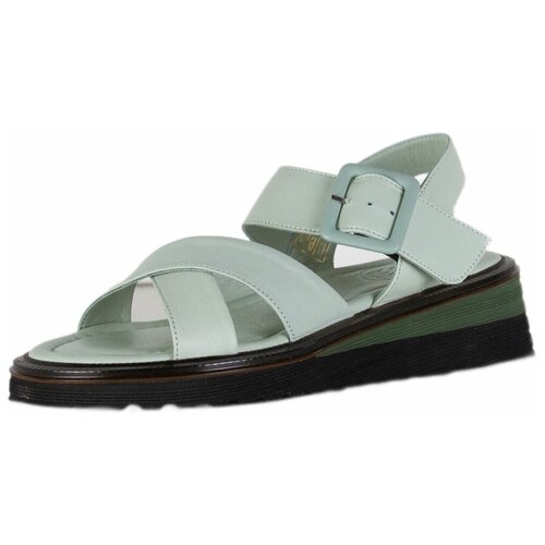 фото Босоножки sandm, натуральная кожа, размер 39, зеленый