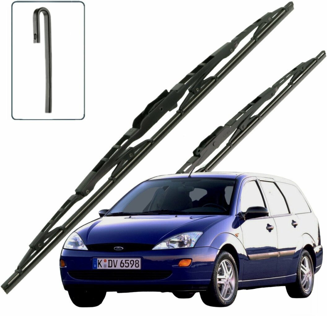 Дворники Ford Focus (1) DNW / Форд Фокус универсал 1998 - 2000 / 2001 / 2002 Щетки стеклоочистителя каркасные для автомобиля 550мм-480мм к-т 2шт.