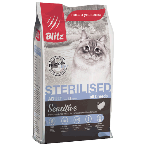 фото Корм для кошек blitz (2 кг) adult cat sterilised dry