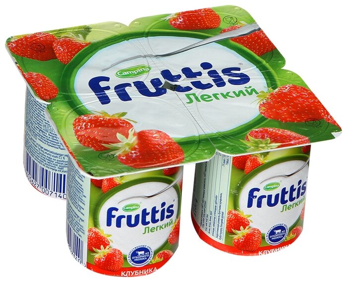 Йогуртный продукт Fruttis легкий клубника 0.1%, 110 г