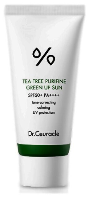 DR. CEURACLE Крем солнцезащитный крем c чайным деревом маскирующий покраснения. Tea tree purifine green up sun SPF50+ PA++++, 50 мл.