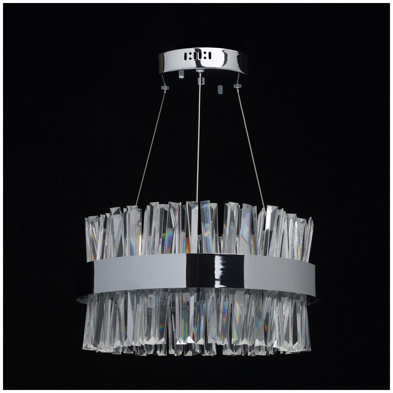 Люстра подвесная хрустальная светодиодная MW-Light Аделард, LED 55W, 25 м2, хром, пульт Д/У, 7 режимов