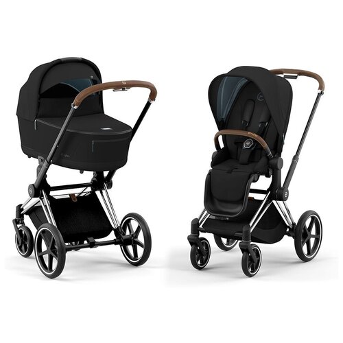 Детская коляска Cybex Priam IV 2 в 1 Stardust Black Plus шасси Chrome Brown