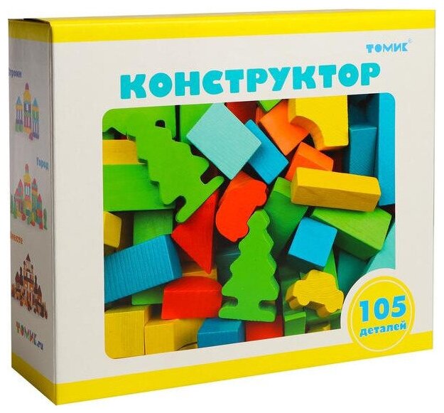 Деревянный игровой набор Конструктор Томик "Краски дня. Утро", 105 деталей