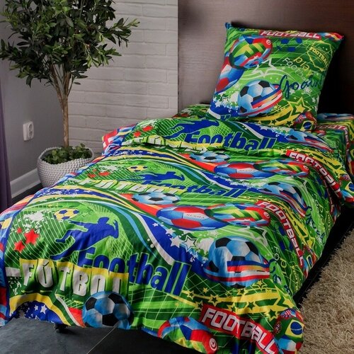 Детское постельное белье Футбольные мячи 1.5 спальное, поплин, 100% хлопок. 1888/1