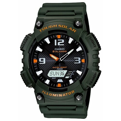 фото Наручные часы casio aq-s810w-3a, зеленый, хаки
