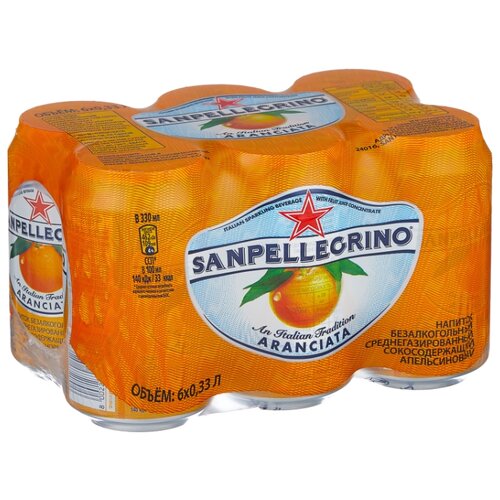 фото Газированный напиток Sanpellegrino Aranciata Апельсин, 0.33 л, 6 шт.