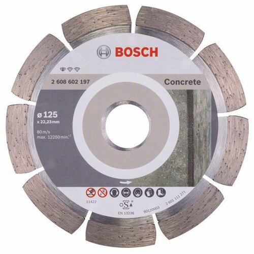 комплект 3 штук диск алмазный bosch standard for concrete сегмент d115х22 2мм 2608602196 Диск алмазный отрезной BOSCH Standard for Concrete 2608602197, 125 мм, 1 шт.